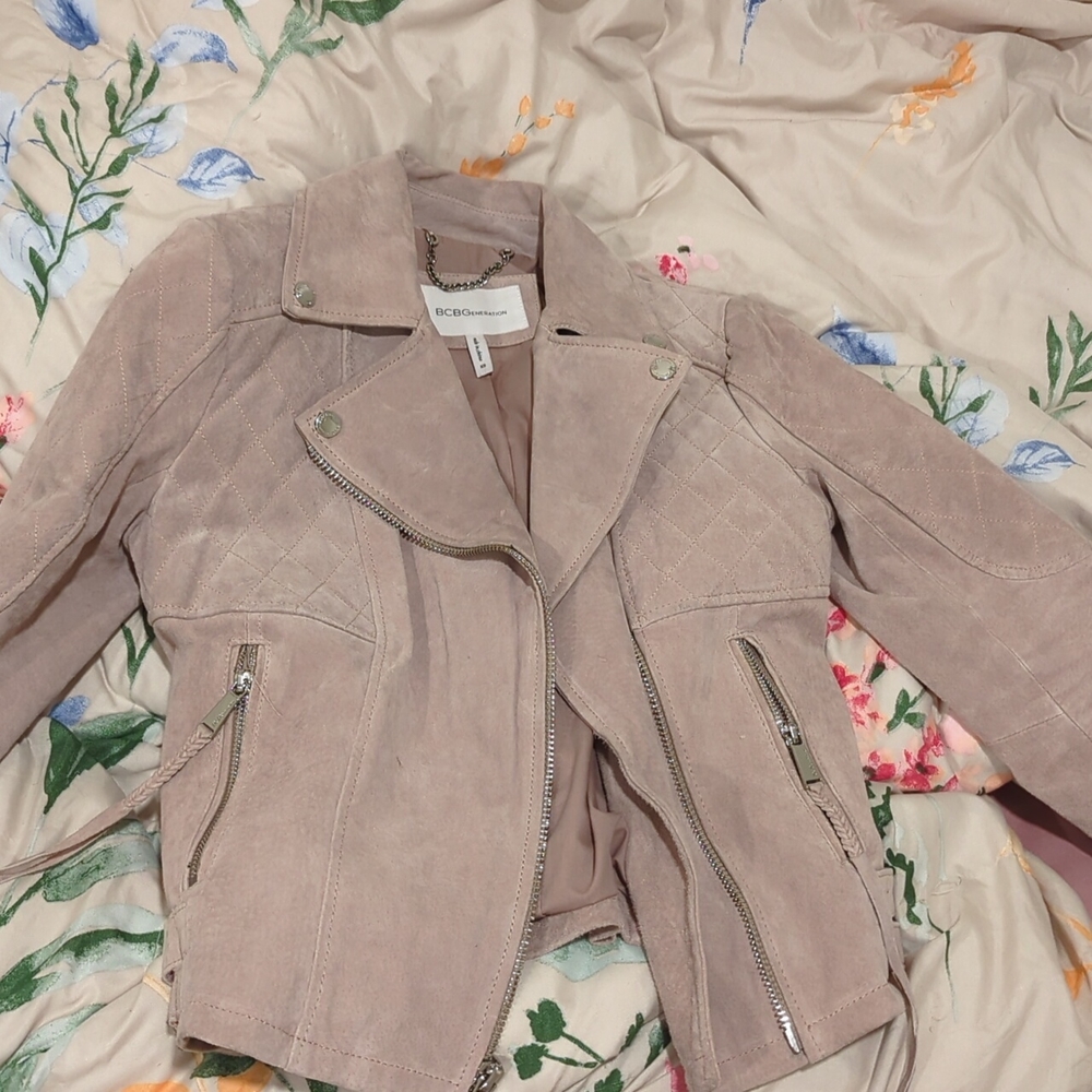 Like new BCBG pink leather jacket
